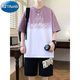 A 21 Funb Teenage Summer Sports Costume T-shirt à manches courtes Boy de 12-15 ans Étudiants de lycée Handsome 13 Vêtements masculins pour enfants 3523-5 Costume noir [Short à manches + shorts] 175 L (environ 100-120 Jin [Jin équivaut à 0,5 kg]))