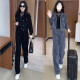 酷章（KUZHANG）洋气减龄运动服套装女2025深春时尚小个子显高短外套阔腿裤两件套 6198#黑色春秋款 M 建议100斤内