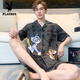 花花公子（PLAYBOY）纯棉男夏季薄款学生卡通大码宽松短袖外穿男士家居服休闲套装 3271短袖套装 M (70-100斤)