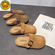 G.duck genuine leather Korean style children's Birkenstock half slippers for outer wear spring and autumn girls' toe-cap soft-soled slippers baby boys' leather slippers camel color is too small, it is recommended to go up one size 26 (inner length 16.5CM)