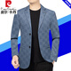 Pierre Cardin genuine high-end woolen suit men's 2025 spring and autumn new coat middle-aged casual slim suit top navy blue 725T (free - freight insurance) XL 180 suitable for 135--155Jin Jin equals 0.5 kg