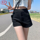 Langsha black denim shorts for women summer 2025 new high waist slim ins hot girl style outer wear elastic hot pants