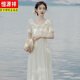 恒源祥订婚小礼服法式在逃公主裙领证登记轻婚纱小个子礼服日常可穿宫廷 杏色连衣裙 M
