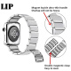 适用iwatch手表带苹果表带s1098Apple不锈钢表带三珠磁吸链手表带 三珠磁吸黑色 s10代46mm
