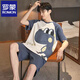 ROMON suit men's 2025 summer pajamas men's youth thin sports short sleeve loose casual home clothing plus size 6623 L