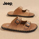 Jeep Jeep Slippers for men in autumn new style breathable soft sole wear casual sandals outdoor non-slip Roman beach shoes men brown [standard sneaker size] 39
