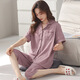 Langsha Pajamas para mujeres en el algodón de verano Nuevo solapa de cárdigan de gran tamaño de manga corta se adapta a la ropa de hogar casual suelta NX9898 M Mujeres