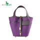 Changsun Johnson [18 Canasta de vegetales de lona] Damas de moda Color sólido Bolso Bolso Mini Blue Black-Gold