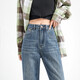 Pantalon large et étroit à taille haute 2025 Spring and Summer Nouveaux jeans droits décontractés simples et polyvalents # 9905 Nostalgic Blue régulier L (recommandé 110-125Jin [Jin est égal à 0,5 kg]))