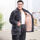 Pajamas de Dandian pour hommes en hiver, coton à trois couches plus veste en coton épaissis en velours corallien moyen et âgé de papa de l'âge moyen C9901 # hommes gris noir [Velvet de lait] L (100-125jin [Jin équivaut à 0,5 kg]) à trois couches épaisse