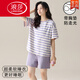 Langsha (Langsha) Integrierter Pyjamas mit Brust-Paddy für Frauen im Sommermodal-Streifen Kurzarm-Shorts Set Summer Girls Door Haushaltskleidung Modal Set [mit Brustpads] W12611 M Frauen empfohlen 80-100jin [Jin gleich 0,5 kg]