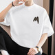 Kazuki Kuraishi Brand à tendance T-shirt à manches courtes en coton lourd pour hommes 2025 Nouveau t-shirt à demi-manche rond haut de gamme d'été pour hommes M09-694 Black S [80-100jin [Jin équivaut à 0,5 kg]]]
