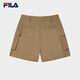 FILA Yang Mi's official women's woven shorts 2025 autumn new retro fashion comfortable three-point pants Toffee color-DK M 165/66A/M