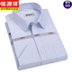 
Hengyuanxiang [200 DP free iron] Pure cotton short-sleeved shirt for summer thin stripes middle-aged daddy plaid free iron shirt Short-sleeved hidden blue DX6629 model 38 [Suggested 100-120Jin [Jin equals 0.5 kg]]
