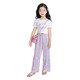 MoonKids Girls Summer Sombain Silk Pantalon décontracté 2025 Été Nouveau pantalon à manches courtes pour enfants Enfants de taille moyenne 9889 T-shirt à manches courtes blancs 130 cm