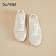 Daphne zapatos de tablero transpirable para mujeres, suela, hueca, huecos, zapatos blancos tejidos bajos en el cordón bajo cómodos zapatos casuales de deportes 37 37