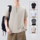 Dancing with the wolf 2025 new round neck contrasting color loose short-sleeved T-shirt summer cotton sports top men's trendy versatile half-sleeved klb691 green M 90--115Jin [Jin equals 0.5 kg]