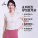 V-neck yoga top thin summer short style slimming 2025 Pilates training wear sports short-sleeved T-shirt black/no chest pad new color 2025 new upgraded fabric M
