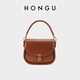 Honggu bag leather shoulder crossbody bag retro saddle bag casual handbag women's bag birthday gift for girlfriend