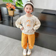 Burwilde International Brand Girls' Fashion Floral Sweater Set Western Style Spring Style Children's Korean Style Two-piece Spring and Autumn Casual Suit Green (Gift Box) 120 cm (Reference Height 112-1204-5 Years Old)