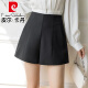 Pierre Cardin Shorts White Suit para mujeres 2025 NUEVO AUTISO DE SUMERA Estilo de verano Slimming A-Line Chiffon Pantalones de patas ancho 854 Negro [Competente de viaje] S S S sugirió 85-95Jin [Jin equivale a 0.5 kg]