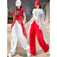 
Diligent Jazz Dance Clothing Women's Suit Adult Summer Thin Trail Dance Top Lace Spliced ​​Square Dance Casual Bouquet White Pants 6627 M [80-105Jin[Jin equals 0.5 kg]]