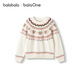 Balabala children's clothing children's sweaters for boys and girls 2025 winter round neck Fair Isle sweater parent-child knitted sweater 208425103002