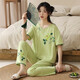 
2025 new cotton pajamas for women summer short-sleeved Chinese style cute summer cropped pants cartoon casual home clothing 9904 2XL [140-160Jin[Jin equals 0.5 kg]]