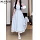 
Cotton French lace splicing dress for women in summer 2025 new dopamine temperament square collar fashion waist long skirt 4059 light blue [high quality 52.5] L 100-110Jin [Jin equals 0.5 kg]