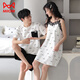Chat man (miiow) 2 ensembles de couples pyjamas coton pur coton féminin surestime les médisseurs de nuit sexy hommes manches courtes shorts à domicile ydx-9902 # m femmes + hommes l