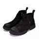 Qile leather clark men's shoes winter non-slip men's short boots high top cotton shoes warm wool side zipper Martin boots black 39