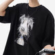 American cartoon printed couple pure cotton short-sleeved T-shirt for men in summer design and trendy brand versatile men and women T-shirt YXSJ 1480 black M (if you like looseness, it is recommended to take a larger size)