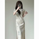 AEMAPE new Chinese gentle retro Republic style cheongsam 2025 summer new young girl improved dress long 718 lily of the valley M suggests 80-95 Jin [Jin equals 0.5 kg]