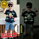 
G.DUCKKIDS Little Yellow Duck Children's Short Sleeve Set 2025 Summer Medium and Large Children's Clothing Street Boy Ultraman Two-Piece Set 1283 Set-White 130