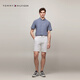 TOMMY HILFIGER【透气府绸】夏季男纯棉商务休闲复古格纹短袖衬衫外套35440 蓝白格纹C5J 2XL （推荐：180-200斤）