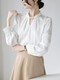 
ROMON French niche stand collar shirt women's hall room clothes 2025 spring and autumn satin temperament commuting professional top water blue M