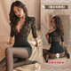 Feimu Sexy femenina tentadora tentadora vyerro de encaje atado V 2 piezas 80% fuera de la cama Sexo de costura abierta Traje de uniforme de pijama Sakura [arriba + falda de cadera + T-touts] 6227 Decoración de la proa Cofre de flores Broken Flower House