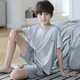 Capítulo genial (Kuzhang) Pajamas de pijamas de niños Nuevo algodón puro traje de manga corta para niños grandes niños delgados de algodón de algodón de algodón de algodón para el hogar N6629. Doble corto 115 12 Altura recomendada de tamaño - 125 cm