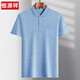 
Hengyuanxiang Middle-aged Ice Silk Short-sleeved T-shirt Men's Daddy's Lapel Casual T-shirt Middle-aged Thin POLO Shirt Summer Clothes T Ice Silk-9923 Blue Real Pocket M 48/165