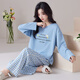 
Marienza pure cotton pajamas for women in spring and autumn, 2025 new soft short-sleeved trousers round neck four-season cotton home clothing