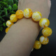 High quality amber chicken fat yellow bracelet second generation beeswax Russian material white flower bracelet necklace round bead pendant for men and women 18mm white honey amber 13 pieces