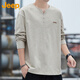 Jeep (JEEP) long-sleeved T-shirt men's autumn and winter solid color casual loose bottoming shirt trendy tops men's apricot XL