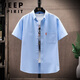 
JEEP SPIRIT new Oxford short-sleeved shirt summer thin men's business casual shirt loose solid color top casual 682 pink L Please refer to the size chart to place an order