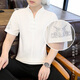 Pierre Cardin Ice Seide T-Shirt Herren kurzärmelig 2025 Neue Männer chinesischen Stil V-Ausschnitt mit halbärmeligem Sommer dünn chinesischer Stil T-Shirt E9871 Schwarz (Eissinler glatt) 5xl