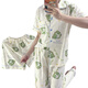 Langsha Estilo de plantación de hierba de niñas Popular, nuevo verano, cómodo, pijama de seda de leche, de seda, ropa doméstica de tres piezas WZL-1473# L Recomendado 100-120Jin [Jin iguala 0.5 kg]