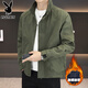 Playboy Autumn and Winter Cotton Thickened Jacket Men's Youth Cotton Clothes Casual Loose Stand-up Collar Windproof Jacket Jacket Green Cotton Thickened L 125-140Jin Jin is equal to 0.5 kg
