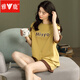 Pajamas de yalu para mujeres en deportes de verano Lindo estudiante coreano estudiante de manga corta de dos piezas. Off-White GXT6636 Color de imagen XL (recomendado 115-130Jin [Jin es igual a 0.5 kg])