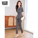 Bai Xien Sales Work Cloth Clothanzuganzug Anzug Erkennen Sie weibliche Sommer 2025 Neues kleines Temperament professioneller Rezeption Manager 9731 Kurzarm schwarzer Anzug + Rock <.Sehe Bild> s