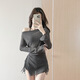 Bai Qixin Women's Swimsuit 2026 New Split Blouse Three-piece Set Covers Belly, Slimes Small Breasts, Gathers Sunscreen, High-Quality Beach Black and Gray Three-piece Set, One Size Recommended 80-110 Jin Jin is equal to 0.5 kg