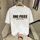 
LEE KIDS Japanese One Piece Nika Luffy cartoon peripheral short-sleeved men autumn teenager student round neck T-shirt top trend V1048 black S